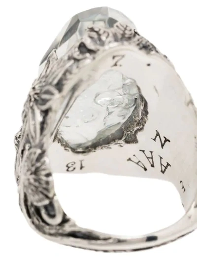 Shop Lyly Erlandsson Crystal Large Winter Ring In Silver