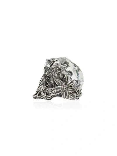 Shop Lyly Erlandsson Crystal Large Winter Ring In Silver