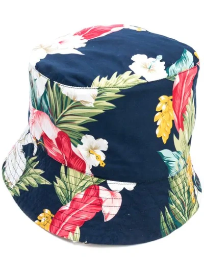 Shop Engineered Garments Tropical Print Poplin Bucket Hat In Blue