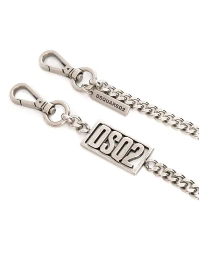 Shop Dsquared2 Logo Plaque Keyring Chain In Silver