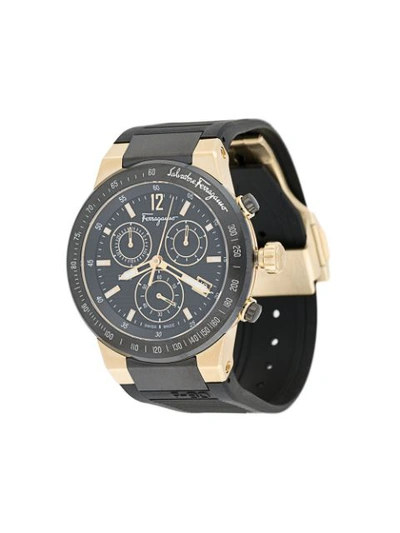 Shop Ferragamo F-80 Chronograph 44mm In Black