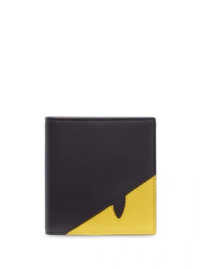 Shop Fendi Corner Bugs Slim Wallet In Black ,yellow