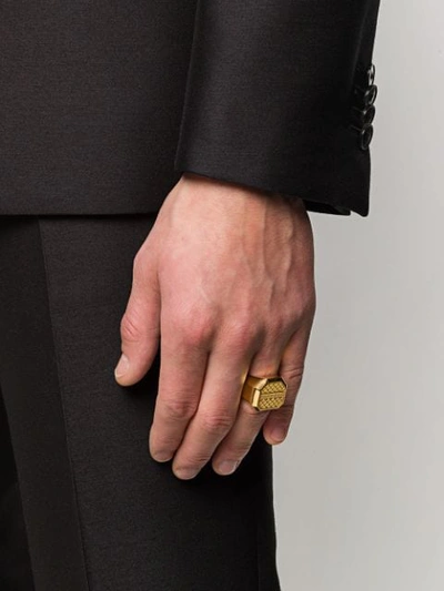 Shop Versace Graphic Logo Ring In Gold