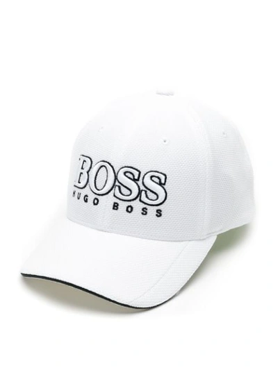 Shop Hugo Boss Embroidered Logo Baseball Cap In White
