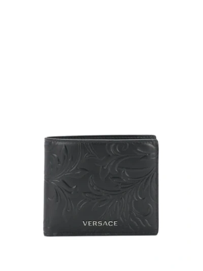 Shop Versace Baroque Bi-fold Wallet In Black