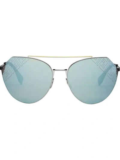Shop Fendi Eyeline 2.0 Pilot Sunglasses In Black