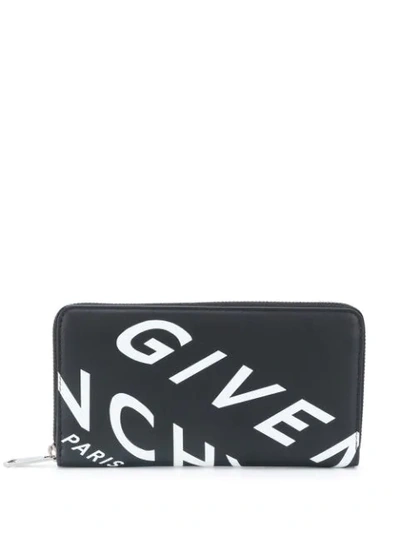 Shop Givenchy Refracted Logo Zip-around Wallet In Black