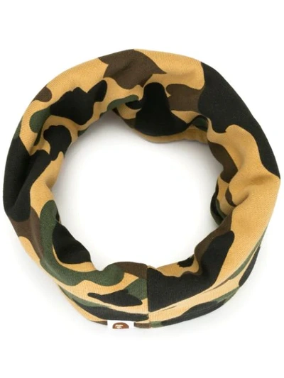 Shop A Bathing Ape Camouflage Print Scarf In Yellow