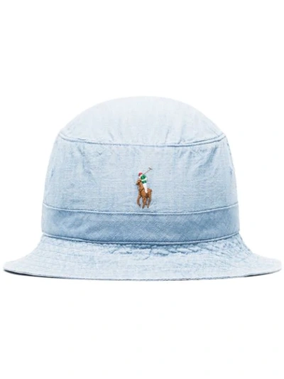 Shop Polo Ralph Lauren Loft Logo Bucket Hat In Blue