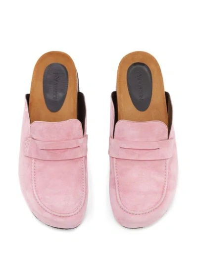 Shop Jw Anderson Suede Loafer Mules In Pink