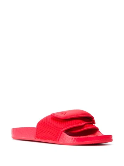 Shop Adidas Originals By Pharrell Williams X Pharrell Williams Logo Touch-strap Slides In Red