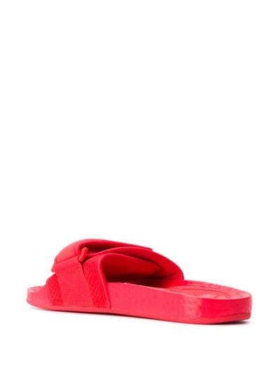 Shop Adidas Originals By Pharrell Williams X Pharrell Williams Logo Touch-strap Slides In Red