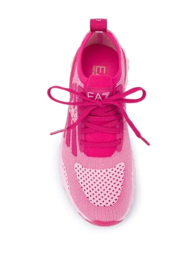 Shop Ea7 Sock-style Jogging Sneakers In Pink