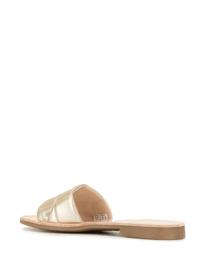 Shop Emporio Armani Metallic-effect Quilted Sandals In Neutrals