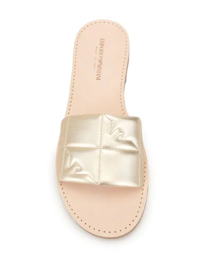 Shop Emporio Armani Metallic-effect Quilted Sandals In Neutrals