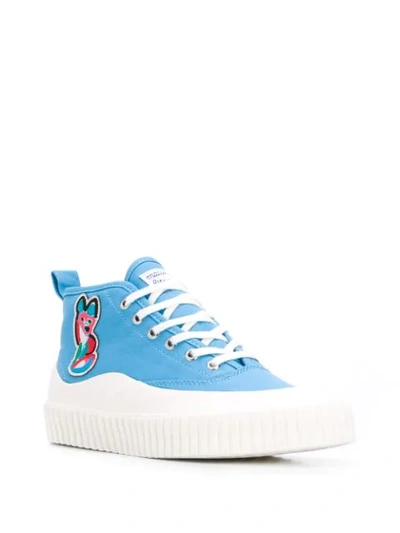 Shop Maison Kitsuné Fox Patch High-top Sneakers In Blue