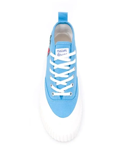 Shop Maison Kitsuné Fox Patch High-top Sneakers In Blue