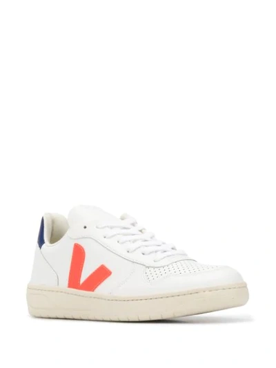 Shop Veja V-10 Low Top Sneakers In White