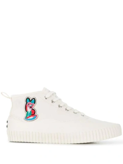 Shop Maison Kitsuné Fox Patch High-top Sneakers In White