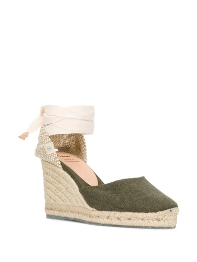 Shop Castaã±er Carina 80mm Wedge Espadrilles In Green