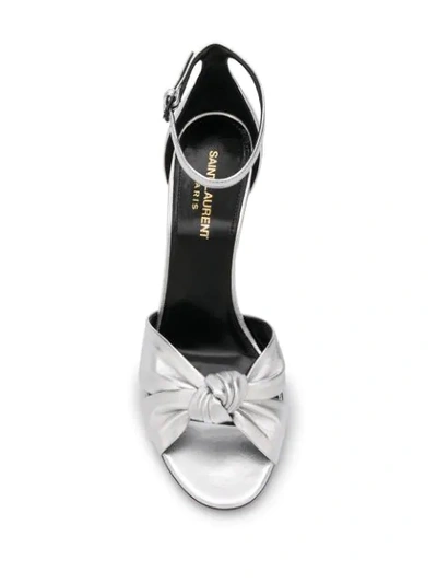 Shop Saint Laurent Lila Wedge Sandals In Silver