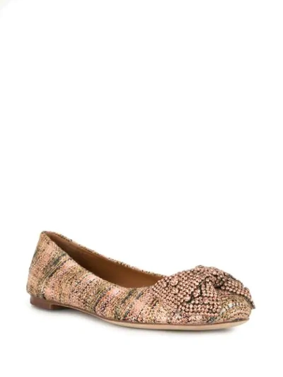 Shop Tory Burch Crystal Bow Ballet Shoes In Pink