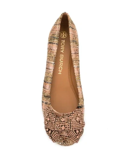 Shop Tory Burch Crystal Bow Ballet Shoes In Pink