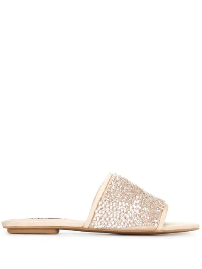 Shop Badgley Mischka Gita Sequin-embellished Sandals In Gold