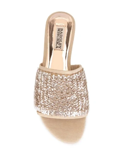 Shop Badgley Mischka Gita Sequin-embellished Sandals In Gold