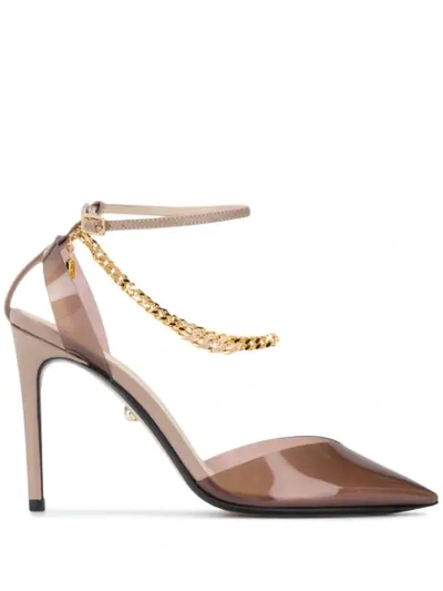 Shop Alevì Jewelled Anklet 100mm Pumps In Neutrals