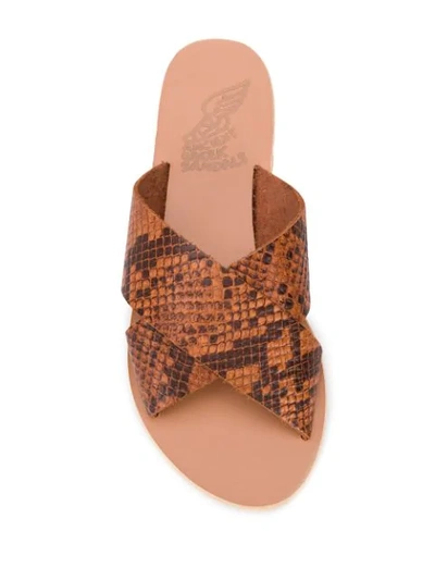 Shop Ancient Greek Sandals Thais Python-effect Sandals In Brown