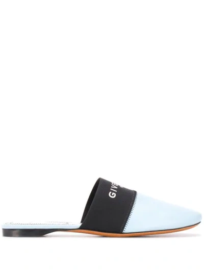 Shop Givenchy Logo-print Flat Mules In Blue