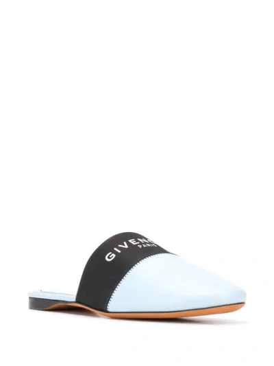 Shop Givenchy Logo-print Flat Mules In Blue