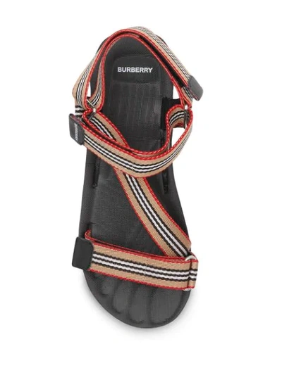 Shop Burberry Icon Stripe Platform Sandals In Black