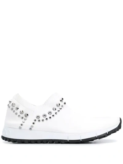 Shop Jimmy Choo Verona Stud-embellished Sneakers In White
