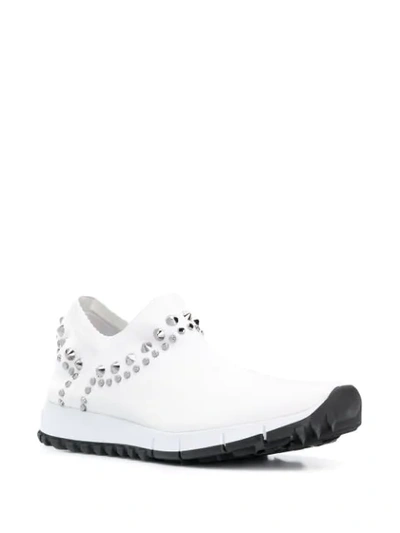 Shop Jimmy Choo Verona Stud-embellished Sneakers In White