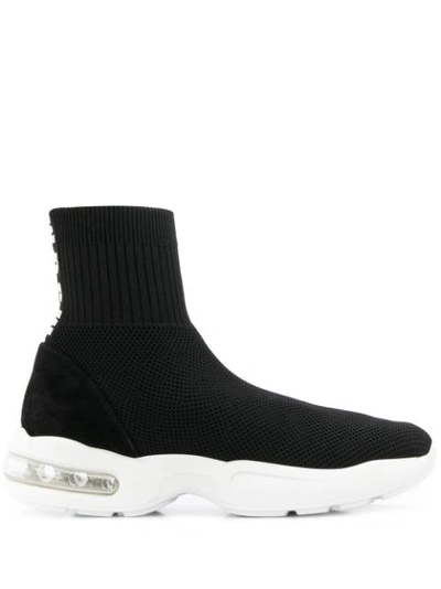 Shop Msgm Bubble-sole Sock-knit Trainers In Black