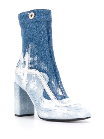 Shop Off-white Denim Ankle Boots In Blue