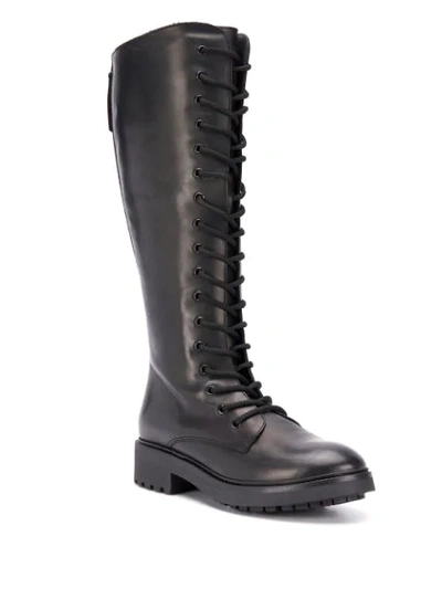 Shop P.a.r.o.s.h Knee-length Lace Up Boots In Black