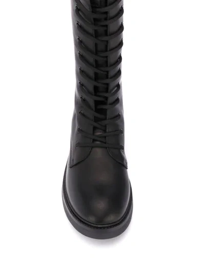 Shop P.a.r.o.s.h Knee-length Lace Up Boots In Black