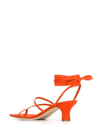 Shop Paris Texas Wrap Tie Low Sandals In Orange