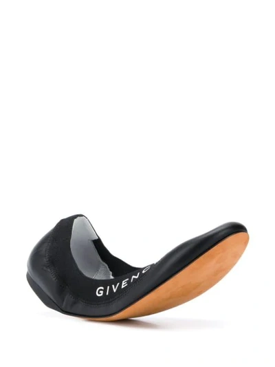 Shop Givenchy Logo Print Ballerina Shoes In Black