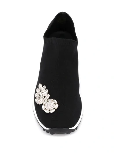 Shop Jimmy Choo Verona Crystal-embellished Slip-on Sneakers In Black