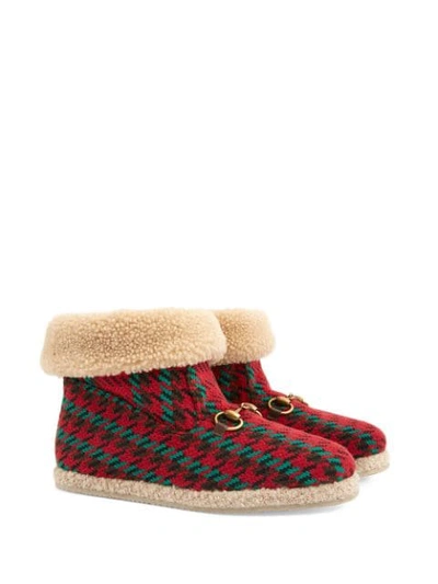 Shop Gucci Houndstooth Ankle Boots In Red