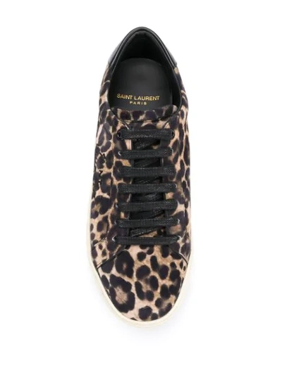Shop Saint Laurent Court Classic Sl/06 Leopard-print Sneakers In Brown