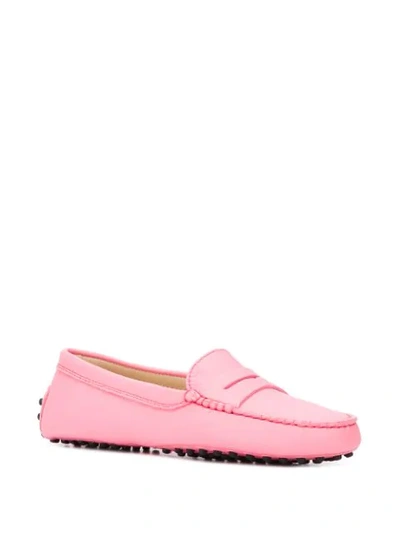 Shop Tod's Pebbled Leather Penny Loafers In Pink