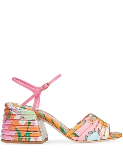 Shop Fendi Promenade Floral Print Sandals In Pink