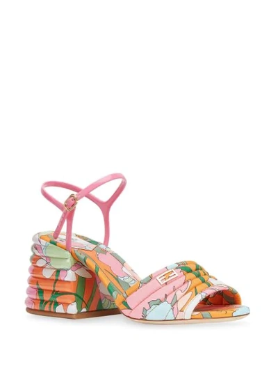 Shop Fendi Promenade Floral Print Sandals In Pink