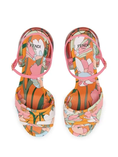 Shop Fendi Promenade Floral Print Sandals In Pink