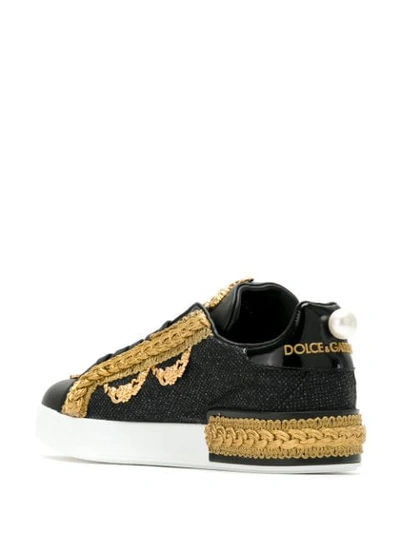 Shop Dolce & Gabbana Embellished Lace-up Sneakers In Black